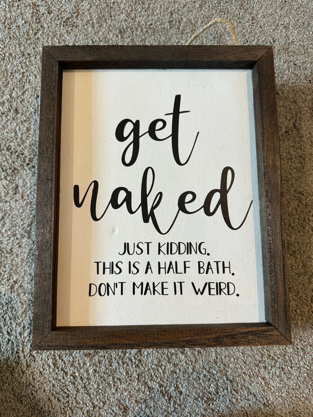 Get Naked Wall Art Sign - Black on White -